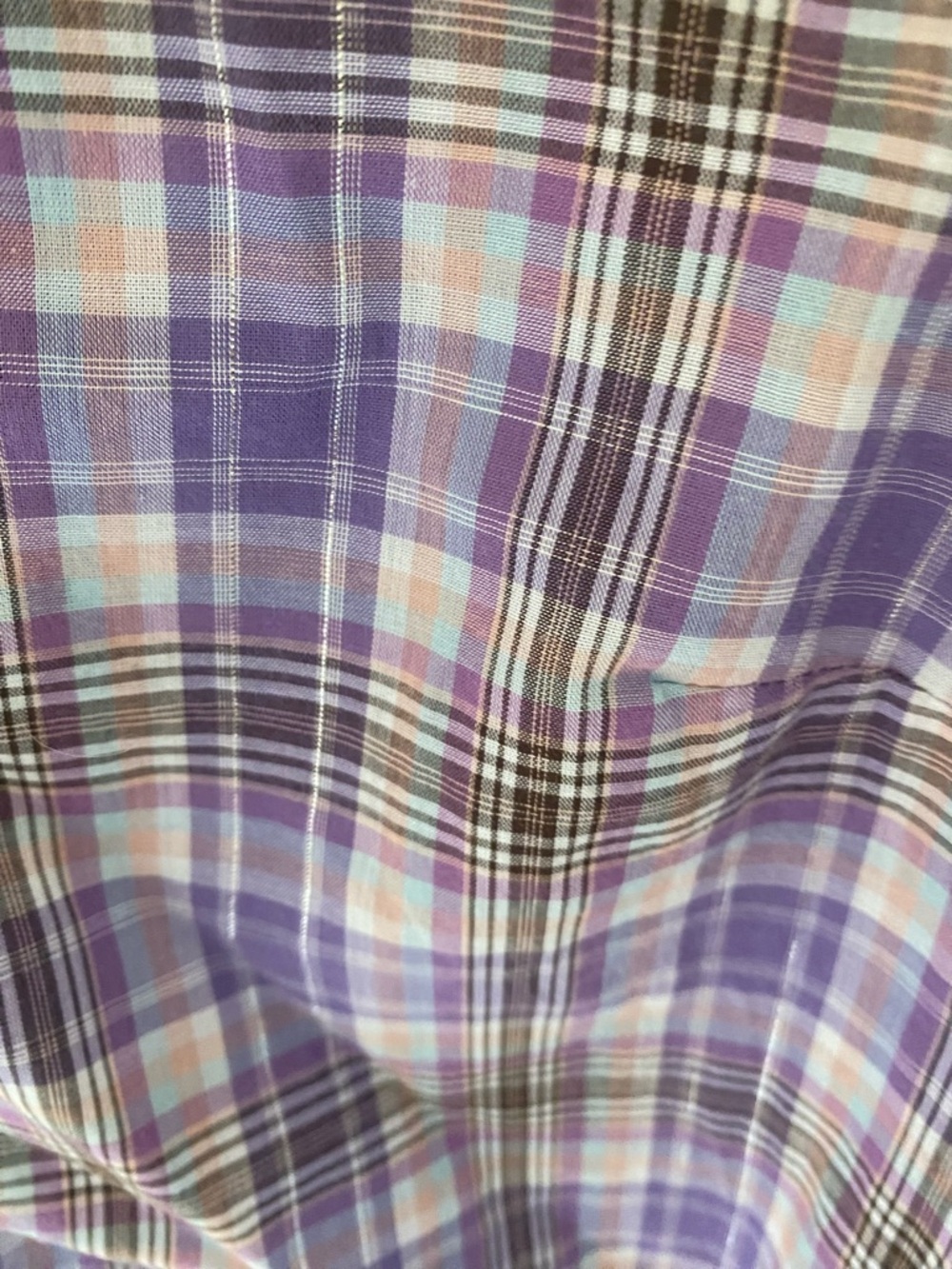 ModCloth Purple Plaid Ruffle Collar Button-Up Top - Picture 4 of 6